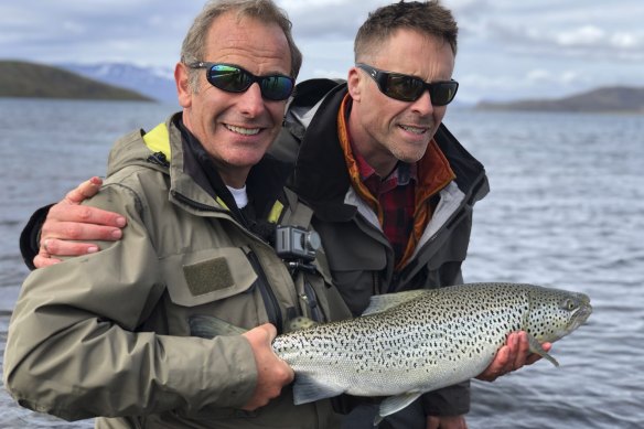 Robson Green, Jim Murray and a fish.