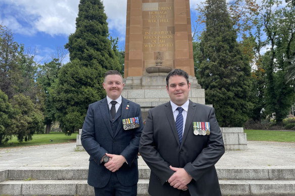 Hawthorn RSL vice president Eamon Hale and president Lucas Moon.