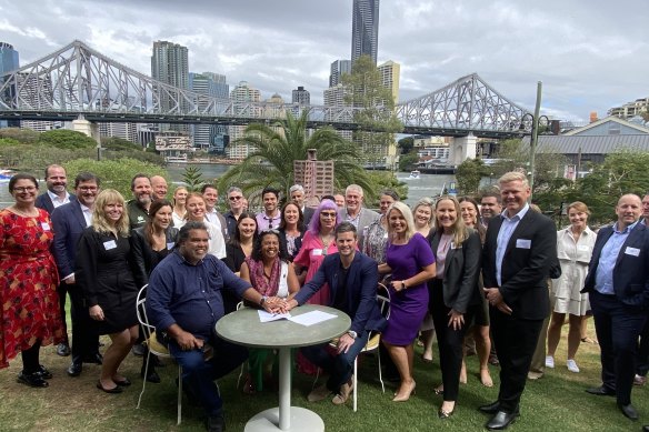 The announcement of the partnership in Brisbane.