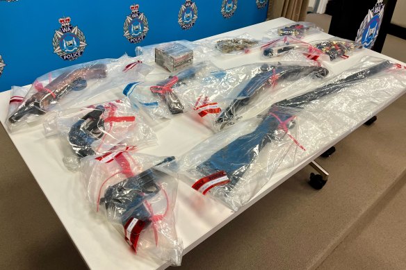 Firearms seized from a Baldivis home last week. 