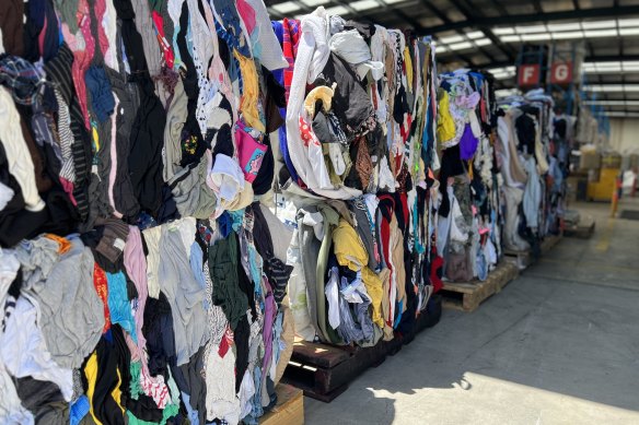 Upparel’s Melbourne warehouse stores thousands of textiles donated by retailers, brands and consumers. 
