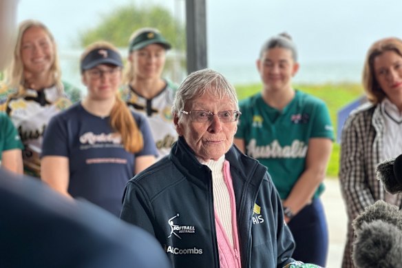 1965 world champion Margaret Swann at the announcement that Redcliffe will host the 2027 Softball World Cup.