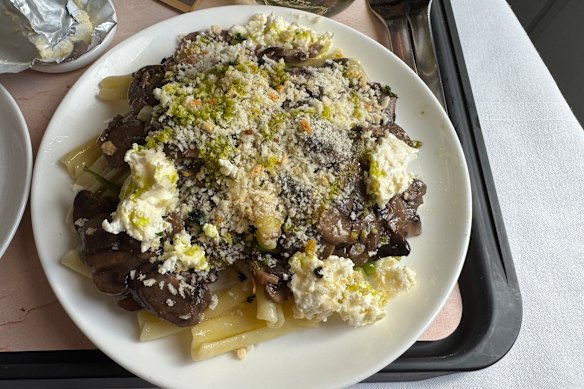 The mushroom casareccia with red-wine braised mushrooms and Persian feta is absolutely delicious.