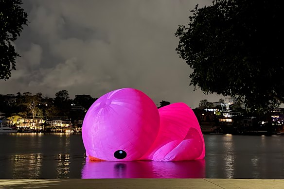 The sculpture was inflated overnight.