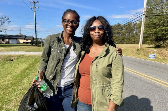 Iris (left) and Alexis Houston support Donald Trump in Gastonia, North Carolina.