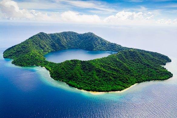 Satonda Island, in West Nusa Tenggara, has a crater lake surrounded by lush volcanic forests and  coral reefs. 