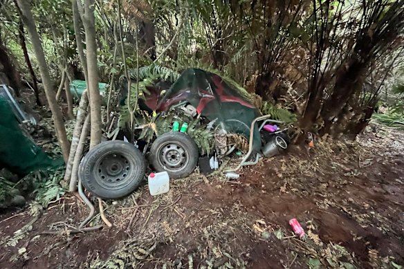 A garage-style area at the campsite where Tom Phillips’ children were found south of Auckland.