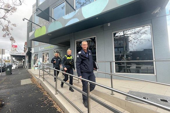 Police at Papilio Early Learning Essendon on Keilor Road in Essendon on Tuesday.