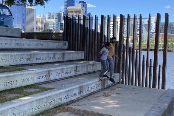 Wording on seating at South Bank is similar to displays at the under-construction Queen’s Wharf Brisbane complex.