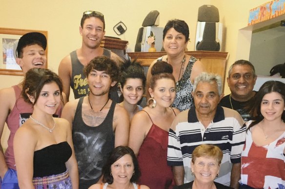 Janet and Bobby in 2012, front right, with their three children and seven grandchildren. Their family has since expanded to include eight great-grandchildren, with two more - twins - due in November.