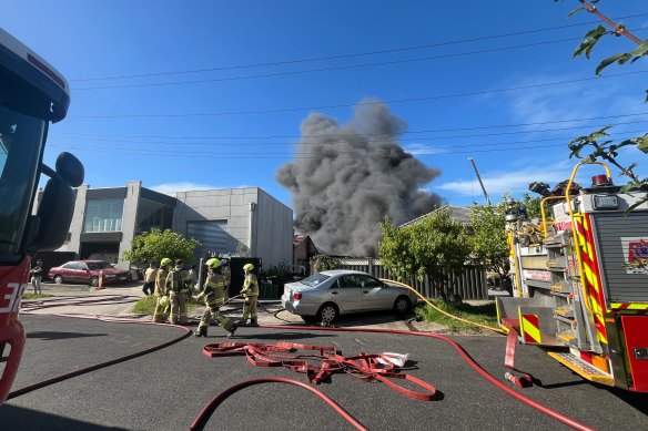 The fire in Coburg North on Saturday afternoon.