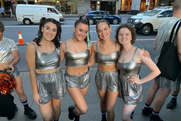 Sydney Dance Company float dancers earlier in the day: Natalie Zagaglia, Sarah Peressini, Emma Langfield and Vivienne Crowle