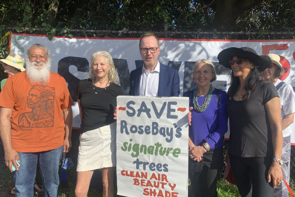 Greens MP David Shoebridge, centre, and Nicola Grieve, to his left, led protests against the plans.