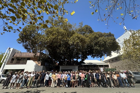 Around 150 people gathered to try and protect the tree.