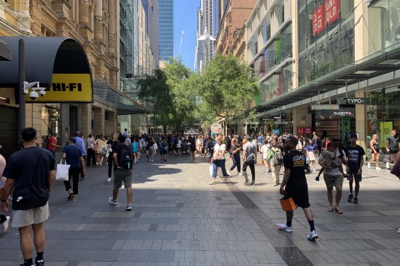 Sydney Boxing Day sales were lower at Pitt Street Mall than in the past.