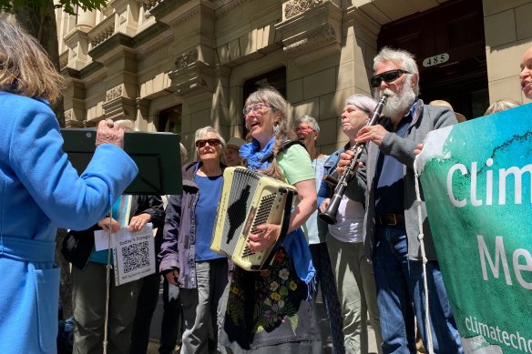 Melbourne’s Climate Choir has about 100 members and sang popular songs with lyrics rewritten for climate action,