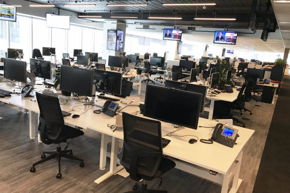 The empty newsroom at The Age in Melbourne in March 2020 at the height of the coronavirus pandemic.