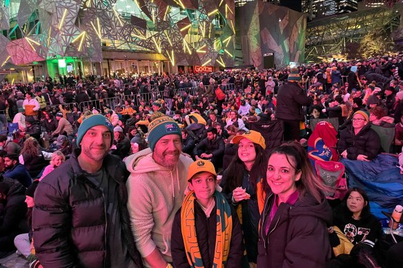 Stefan Sergati (centre) soaking up the Matildas excitement with his family.