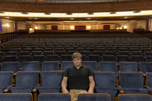 Jason Marriner at the Regent Theatre during a 2020 COVID lockdown.