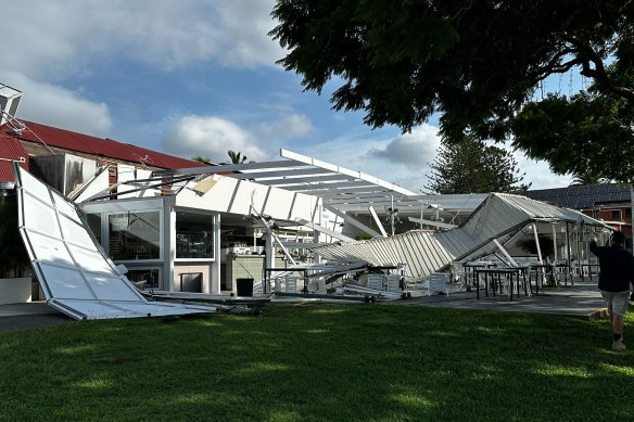 The morning after… the riverside area at New Farm’s Officers Mess on Saturday.