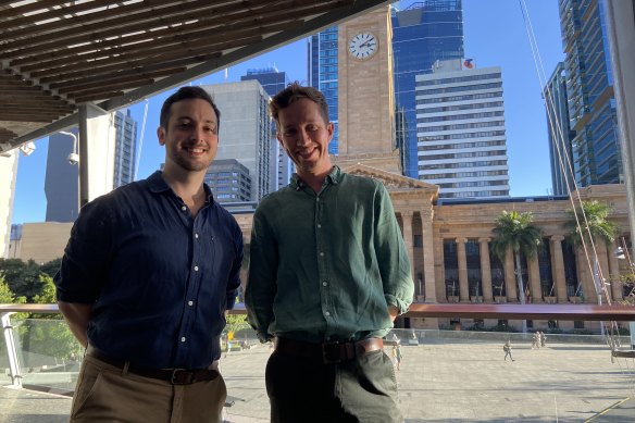 Successful Greens candidates Stephen Bates (left) and Max Chandler-Mather say the major parties failed to appeal to renters. 