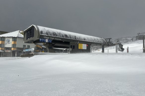 A thick blanket of November snow covers Perisher on Monday morning. 