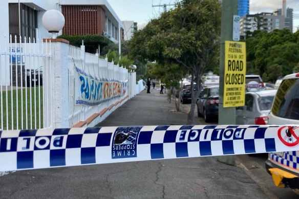 The man’s body was outside the Greek Club in South Brisbane.