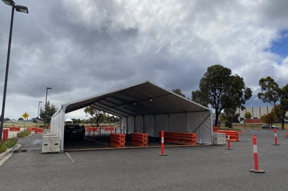 The drive-through voting centre in Melton. 