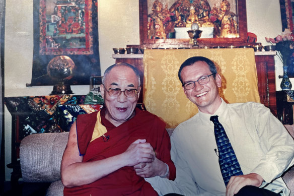 Campbell with the Dalai Lama in 2001.