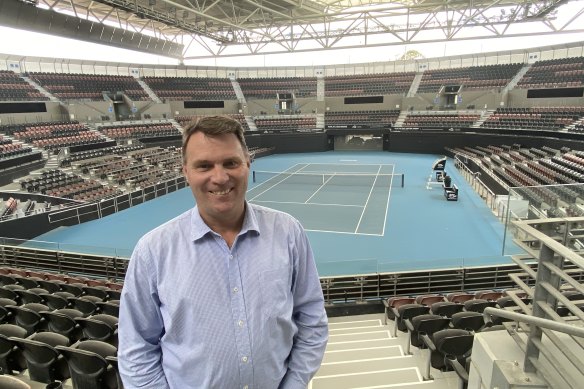 Tennis Queensland chief executive Mark Handley inside the QTC at Tennyson Reach. Residents of the area say a CityCat stop was originally planned for the residential development affected by the 2011 floods. 