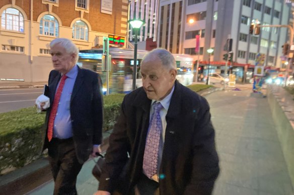 Frank Terrence Keating (right) with lawyer Terry O’Gorman (left) after an earlier court appearance.