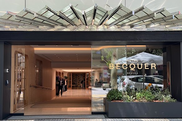 The entrance to Hotel Becquer in Seville, Spain.