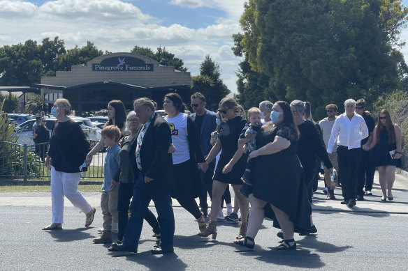 Mourners before the funeral.