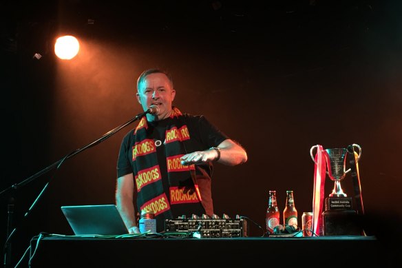 Anthony Albanese DJing at the Corner Hotel in Melbourne last year.