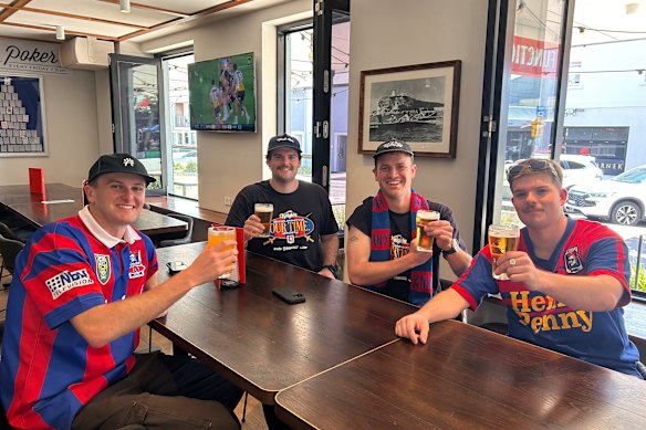 Bailey Goodacre (second from the right) and his friends at The Del Hotel and Pub.