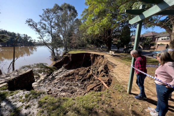 Significant bank damage in Windsor, on the Hawkesbury River, which experienced another flooding event this week.
