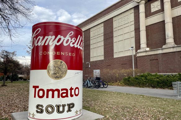 Andy Warhol collaborated with Colarado State University on a giant Campbell’s soup can.