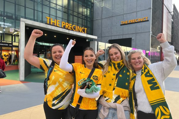 Fans gathering in Brisbane for the Matildas game against Nigeria.