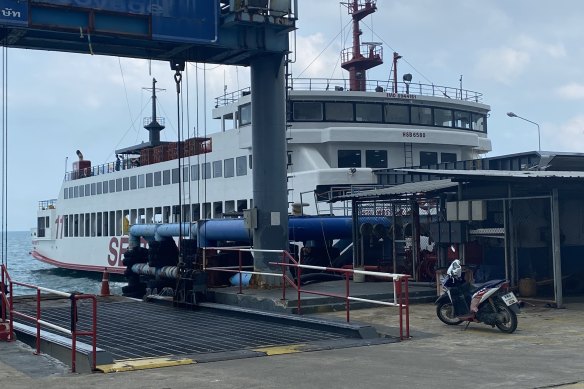 The ferry on which Warne’s body is being transported to the mainland.