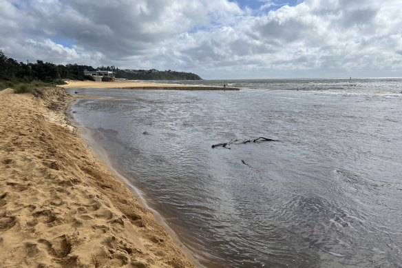 Much of the beach has been washed away at Mount Martha. 