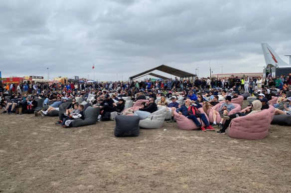 Crowds waiting for the aerial demonstrations to start at the Avalon  Airshow on Saturday. 