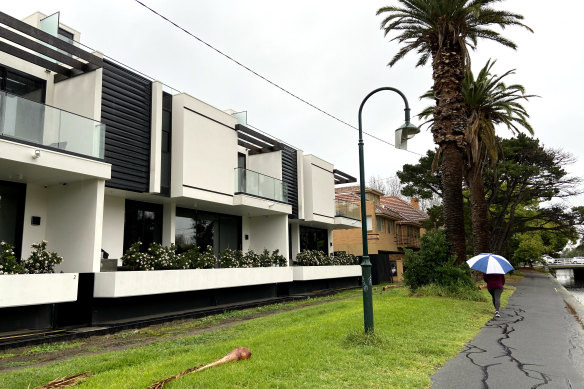 An apartment building in Elwood that was involved in the police raids on Monday night.