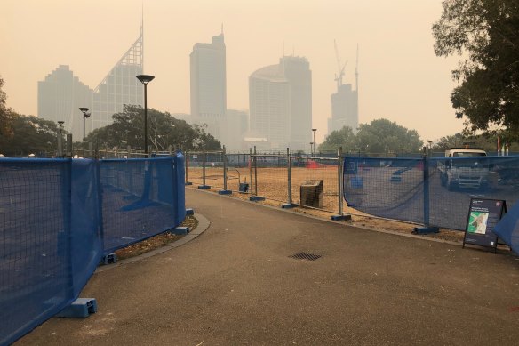 The site during the 2019-20 bushfires, which blanketed Sydney in smoke and temporarily halted construction.
