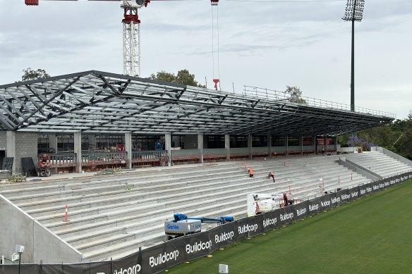 Construction of the new western stand at Ballymore.