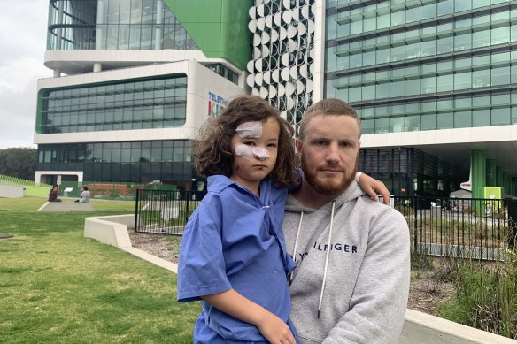 Volker Ritzka and his daughter Lilli at Perth Children’s Hospital on Monday.