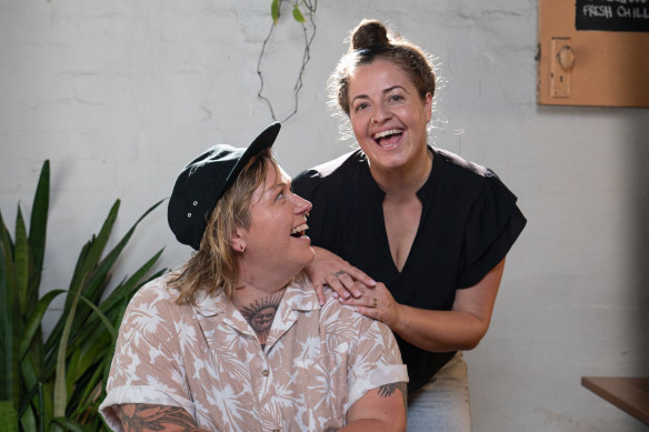 Lana De Angelis and Nicolette Lewis at their coffee shop Ruby Lonesome in Marrickville.