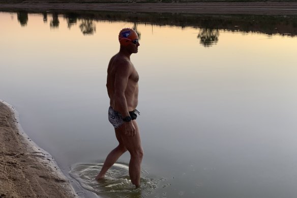 Brendan Cullen is training to swim the English channel in Copi Hollow.