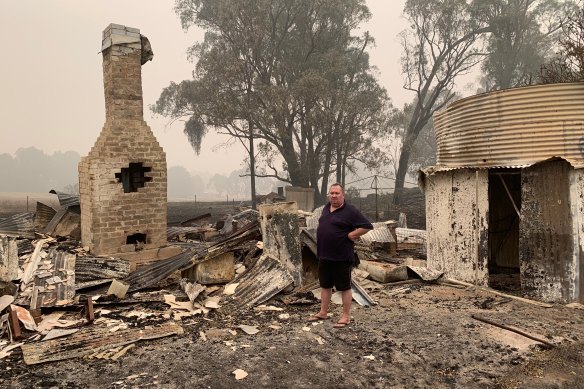 Rodney Shaw outside his childhood home in Tumbarumba.