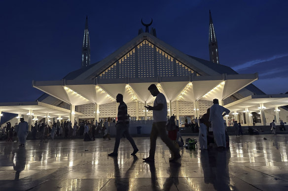 The grand Faisal Mosque in Islamabad, Pakistan.