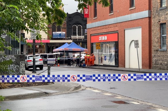 A second crime scene was set up on the corner of Garden and Bray streets after a shooting in Prahran.